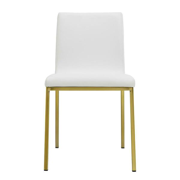 Gfancy Fixtures Minimalist Faux Faux Leather & Gold Chairs, White, 2PK GF3103514